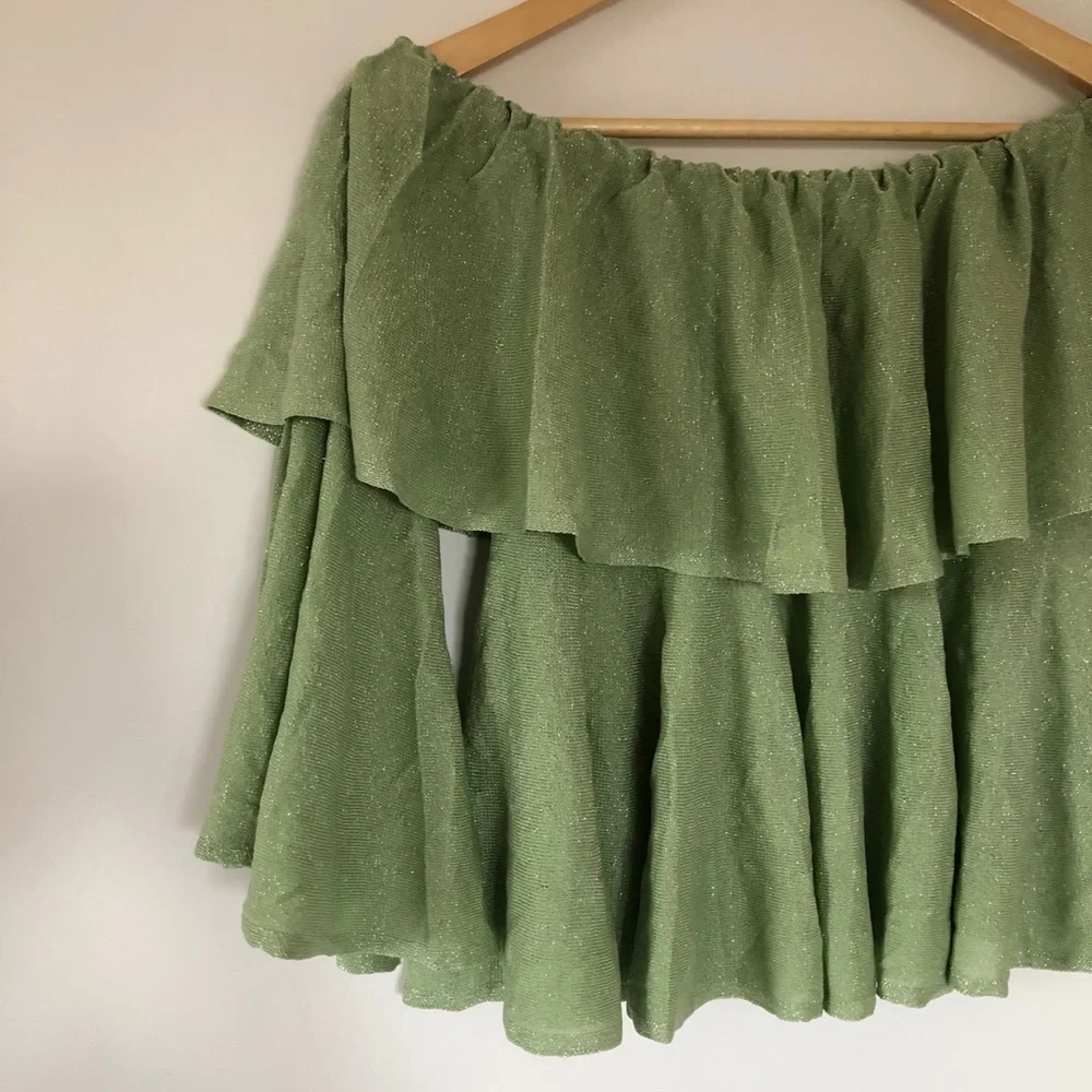 NWT Goodnight Macaroon off shoulder tiered top S - Picture 7 of 12